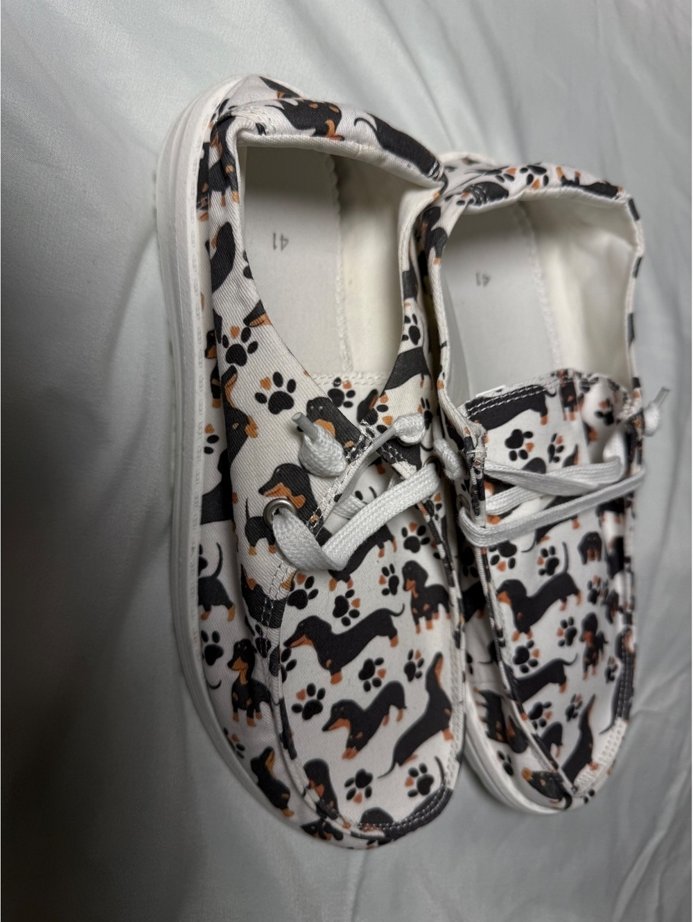 Women Slip On Loafers White Halloween Print Flats